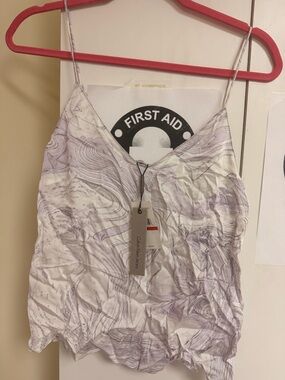Calvin Klein Jeans White and Lilac Marble Satin Cami